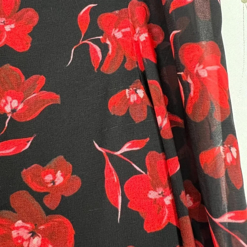 Badgley Mischka Black Red Floral High Neck Sheath Dress $495 - Picture 12 of 14